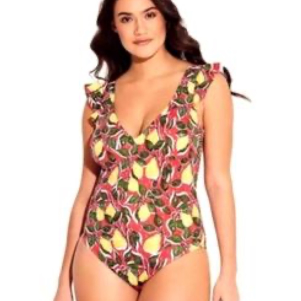 Beach Betty by Miracle brand Swimsuit One piece Tropical size L
